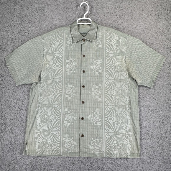 Tommy Bahama Men's Short Sleeve Silk‎ Shirt Geometric Pattern Beach Resort XL - Picture 1 of 11